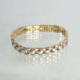 Two Tone Silver & Golden Chain Mens Bracelets 10mm